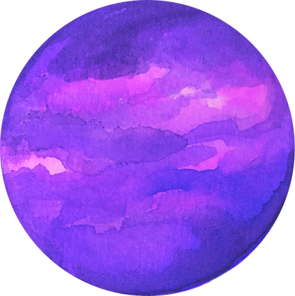 Hand-Painted Watercolor Space Galaxy Purple Violet Planet